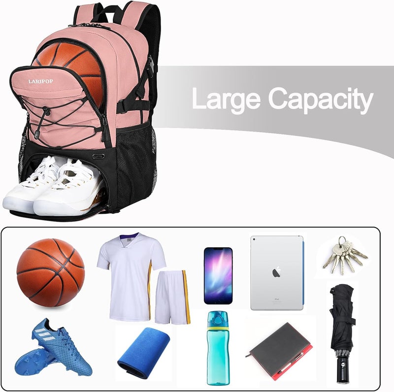 LARIPOP Basketball Bag,Basketball Backpack with Shoe Compartment and Ball Holder,Sport Bags for Soccer,Volleyball,Gym,Travel - Image 3